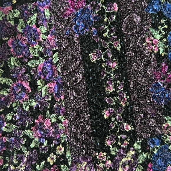 Coldwater Creek patchwork maxi dress ditzy floral stretch Purple/Blue Lace - Picture 7 of 10